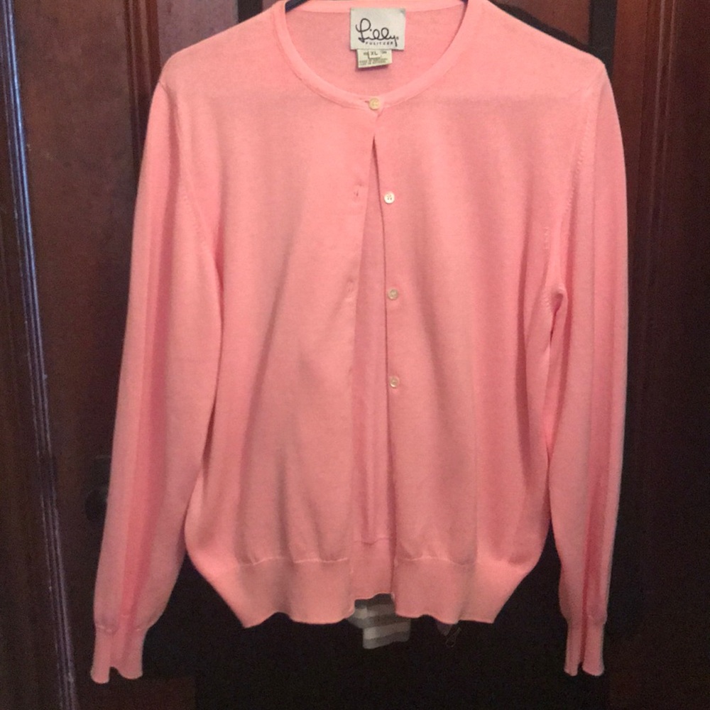 💐Lilly Pulitzer💐 white label pink cardigan